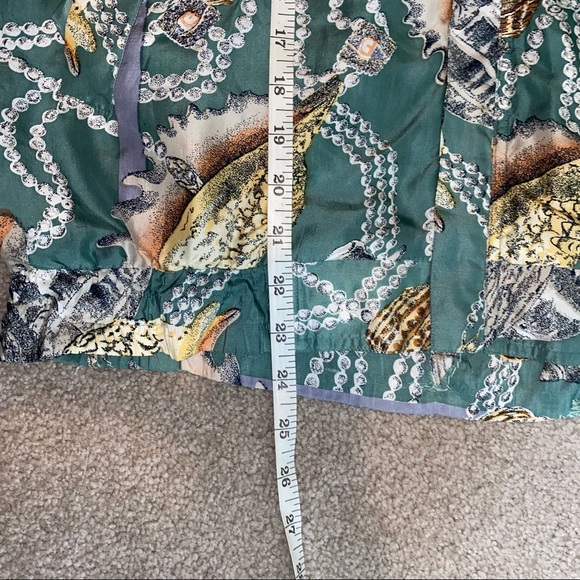 Vintage Shanghai Silk 100% silk green seashell ocean novelty print zip up jacket - Picture 13 of 13